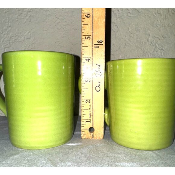 Set Of 3 Royal Norfolk Coffee Mugs Green & Blue Ceramic Ribbed Design 3.5" Tall - Picture 6 of 6